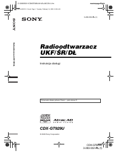 Instrukcja Sony CDX-GT929U Radio samochodowe