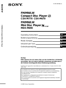 Manuale Sony CDX-M770 Autoradio