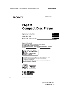 Manual de uso Sony CDX-M7810 Radio para coche