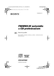 Návod Sony CDX-M7850 Autorádio