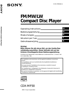 Manuale Sony CDX-MP30 Autoradio