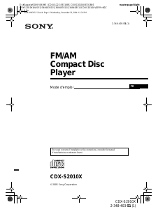 Mode d’emploi Sony CDX-S2010X Autoradio