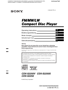 Mode d’emploi Sony CDX-S2250 Autoradio