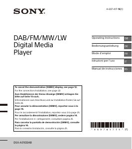 Mode d’emploi Sony DSX-A310DAB Autoradio