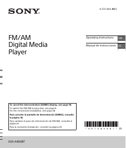 Manual de uso Sony DSX-A400BT Radio para coche