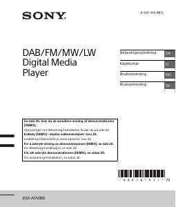 Käyttöohje Sony DSX-A510BD Autoradio