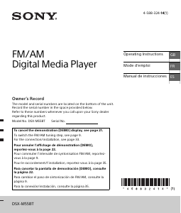 Mode d’emploi Sony DSX-M55BT Autoradio