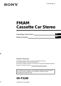 Mode d’emploi Sony XR-F5100EE Autoradio