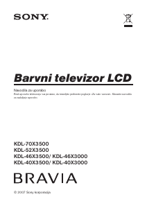 Priročnik Sony Bravia KDL-52X3500 LCD-televizor