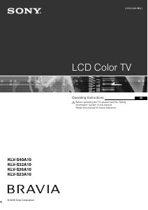 Manual Sony Bravia KLV-S23A10E LCD Television