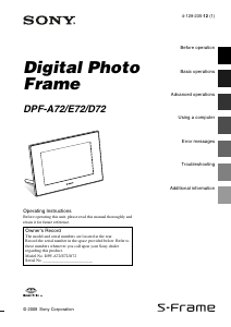 Manual Sony DPF-A72 Digital Photo Frame