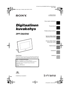 Käyttöohje Sony DPF-D92 Digitaalinen valokuvakehys