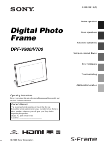 Manual Sony DPF-V900 Digital Photo Frame