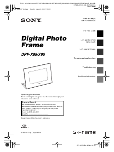 Manual Sony DPF-X85 Digital Photo Frame