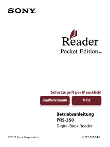 Bedienungsanleitung Sony PRS-350 E-reader