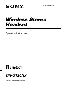 Manual Sony DR-BT20NX Headset