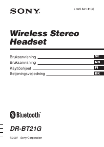 Bruksanvisning Sony DR-BT21G Headsett