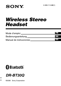 Mode d’emploi Sony DR-BT30Q Headset
