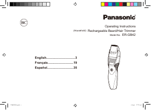 Mode d’emploi Panasonic ER-GB42K Tondeuse à barbe