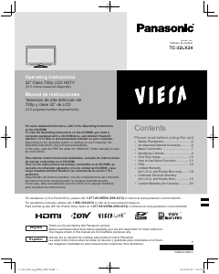 Manual Panasonic TC-32LX24 Viera LCD Television