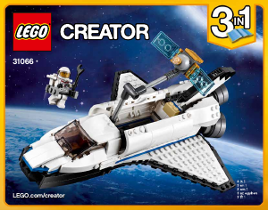 Käyttöohje Lego set 31066 Creator Avaruussukkula ja tutkimusmatkailija