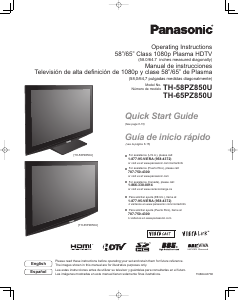 Manual de uso Panasonic TH-58PZ850 Viera Televisor de plasma
