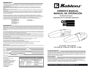 Manual Koblenz HV-12 KW Handheld Vacuum