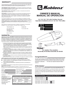 Manual Koblenz HV-36 KW Handheld Vacuum