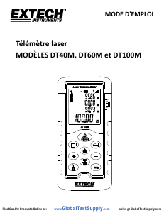 Mode d’emploi Extech DT100M Mètre de distance au laser