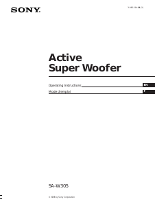 Manual Sony SA-W305 Subwoofer