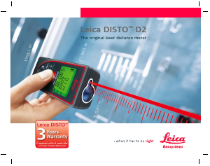 Kullanım kılavuzu Leica Disto D2 Lazer mesafe ölçer