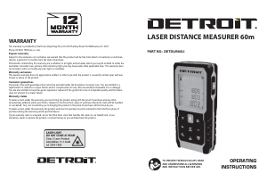 Manual Detroit DETDLM60LI Laser Distance Meter