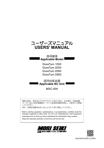 Handleiding Mori Seiki DuraTurn 2550 Draaibank