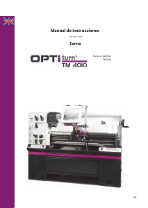 Manual de uso Optimum TM 4010 Optiturn Torno