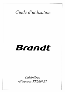 Mode d’emploi Brandt KR260WE1 Cuisinière