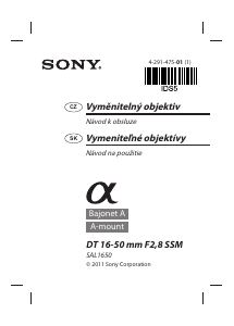 Návod Sony SAL1650 Fotografický objektív