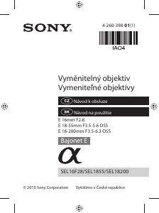 Manuál Sony SAL18200 Objektiv