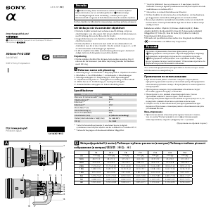 Посібник Sony SAL500F40G Об'єктив