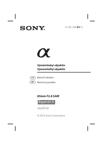 Návod Sony SAL85F28 Fotografický objektív