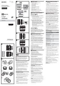 Návod Sony SEL85F14GM Fotografický objektív