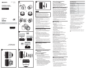 Brugsanvisning Sony SEL85F18 Objektiv