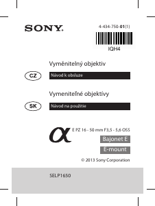 Manuál Sony SELP1650 Objektiv