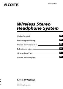 Mode d’emploi Sony MDR-RF880RK Casque