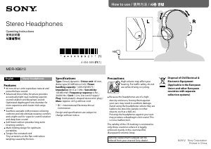 Manual Sony MDR-XB610 Headphone