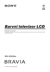 Priročnik Sony Bravia KDL-20S4000 LCD-televizor