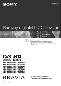 Manuál Sony Bravia KDL-26S2000 LCD televize