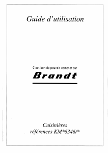 Mode d’emploi Brandt KMB6346 Cuisinière