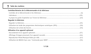 Mode d’emploi Sony Bravia KDL-32V5810 Téléviseur LCD