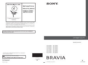 Manual Sony Bravia KDL-37S5650 LCD Television