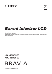 Priročnik Sony Bravia KDL-40D3500 LCD-televizor